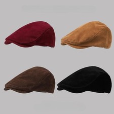 Women Newsboy Cap Faux Suede Gatsby Painter Beret Hat Flat Adjustable Khaki