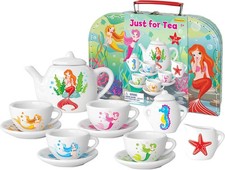 Kinder Teeservice Spielkoffer Teeset Meerjungfrau Spielzeug Porzellan CH12094
