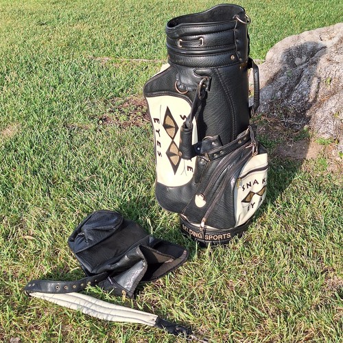 Belding Sports SNAKE EYES Leather Golf Bag with Rain Hood Cover Black and White - Picture 12 of 19