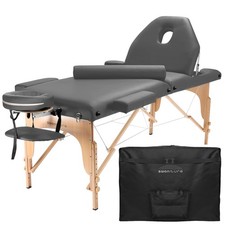 Portable Dark Gray Massage Table with Bolster and Tilt Backrest