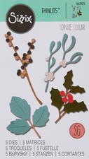 Sizzix Thinlits Winter Leaves 663425 Christmas Cutting Dies Holly Mistletoe