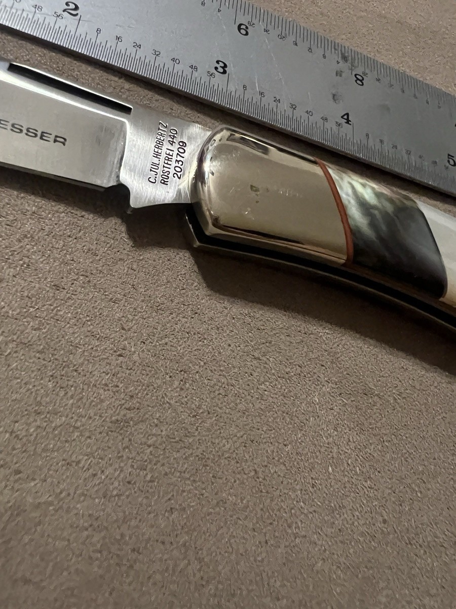 Vintage C. Jul. Herbertz Mother Of Pearl Black Pearl Lockback