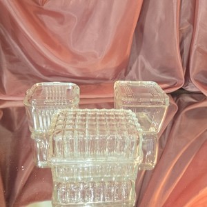 Vintage Hazel Atlas Criss-Cross Pattern Federal & Glass Refrigerator Dishs