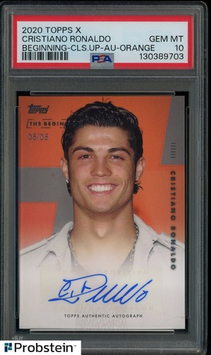 2020 Topps X Beginning CLS Up Orange Cristiano Ronaldo AUTO PSA 10 GEM MINT