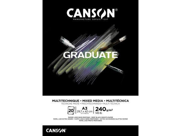 Canson Studienblock Graduate Mixed Media, Schwarz, Din A3 1 Bis 40 Stk Spare 50%-image