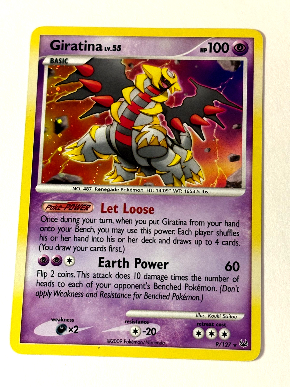 Giratina 9/127 Holo Rare Platinum with SWIRL MP Pokemon Card