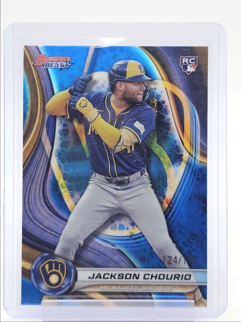 JACKSON CHOURIO 2024 BOWMAN'S BEST ROOKIE BLUE REFRACTOR RC /150 Q5968