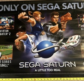 Sega Saturn Store Display Promo Banner 1995 40X28 Nintendo Standee Sonic Genesis