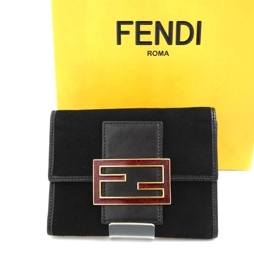 FENDI Peekaboo Turn Lock Leather Tri Fold Wallet mint gift