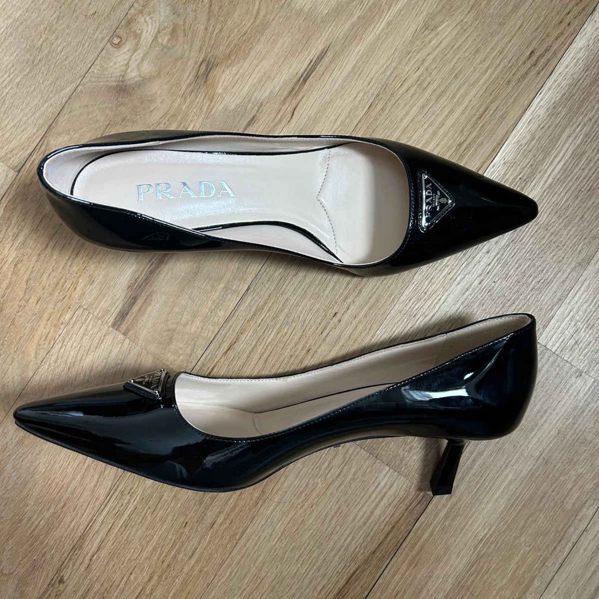 【箱付き】PRADA Leather Low Heels 37 1/2 PRADA Kitten Heels for Women for sale - eBay
