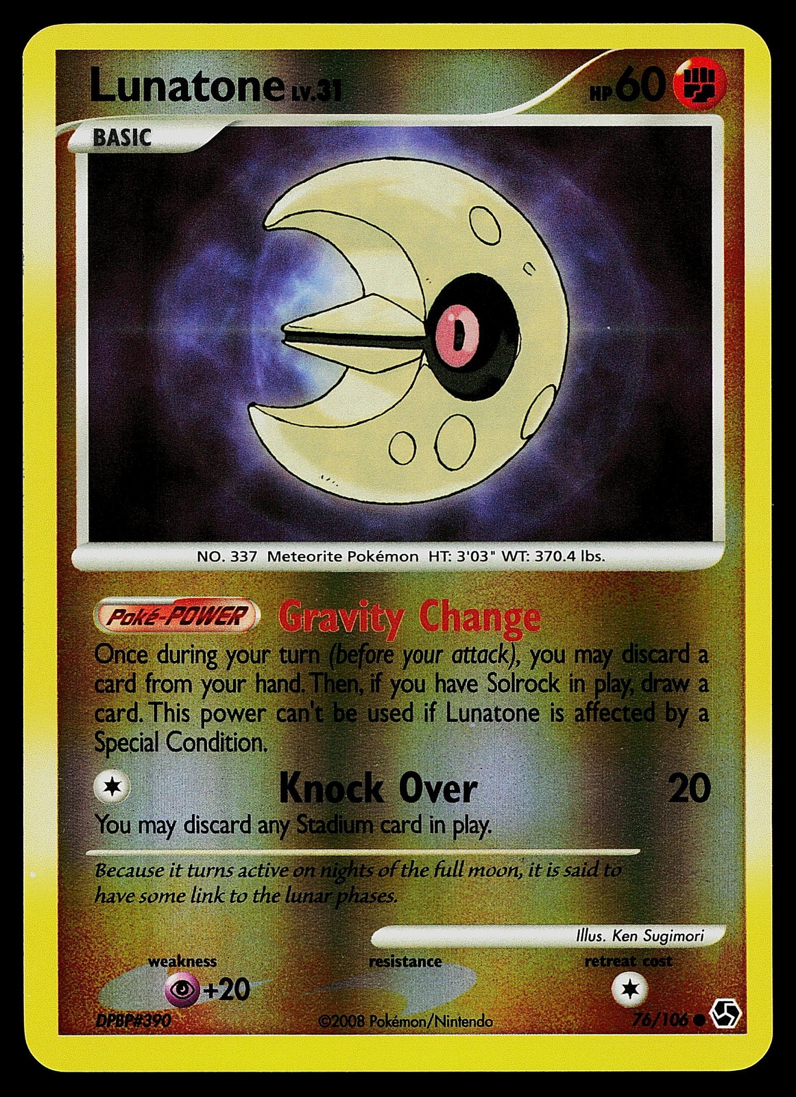 Pokemon Card - Lunatone Great Encounters 76/106 Common Reverse Holo