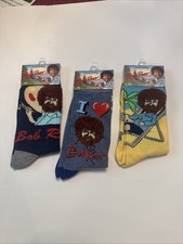 Bob Ross Joy of Painting Socks 3 Pair Lot Crew Low Cut