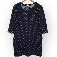 Talbots Navy Blue Polka Dot 3/4 Sleeve Sheath Dress with Pockets Petite Small