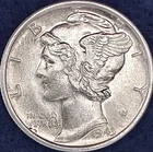 1943-S Mercury Silver Dime Ch BU Near FSB