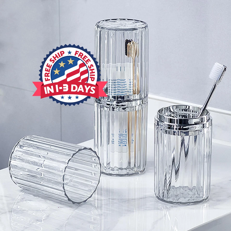 Vaso de viaje para cepillos de dientes, soporte para cepillos de dientes con grifo Foto 3 de 4
