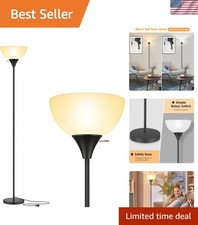 Floor Lamp, LED Standing Lamps with White Plastic Shade, Black Modern Torchie...