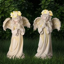 2pcs Angel Garden Statue, Warm Light Solar Garden Decor,Waterproof Outdoor Ga...