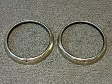 Original 1941 Buick Oldsmobile Stainless Headlight Bezels Pair Headlamp Rings