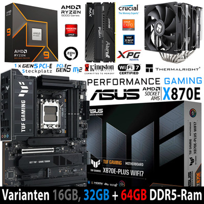 PC Bundle Ryzen 9 9900X Asus TUF Gaming X870E-Plus Wifi7 mit 16, 32 oder 64GB