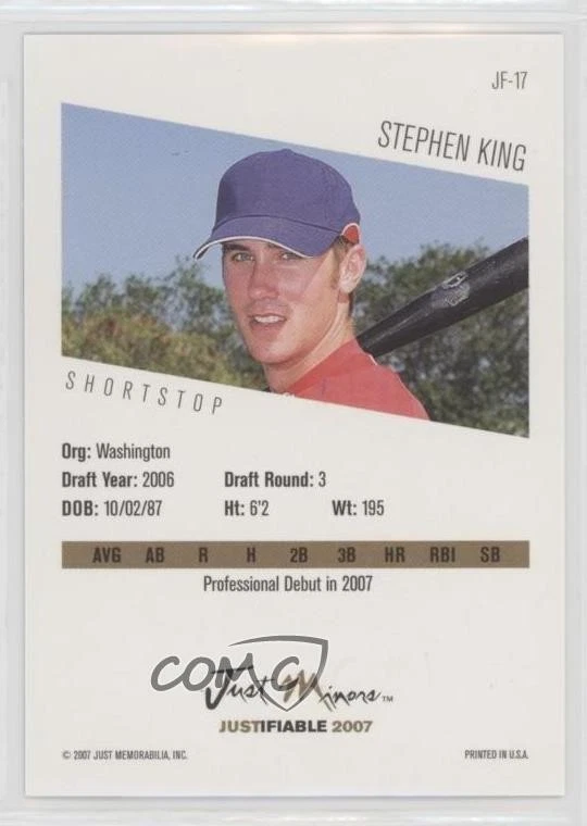 2007 Just Minors Justifiable Stephen King #JF-17 - Image 2 of 2