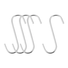 S Hanging Hooks 4inch Extra Long Steel Hanger Multiple Use Silver 4Pcs