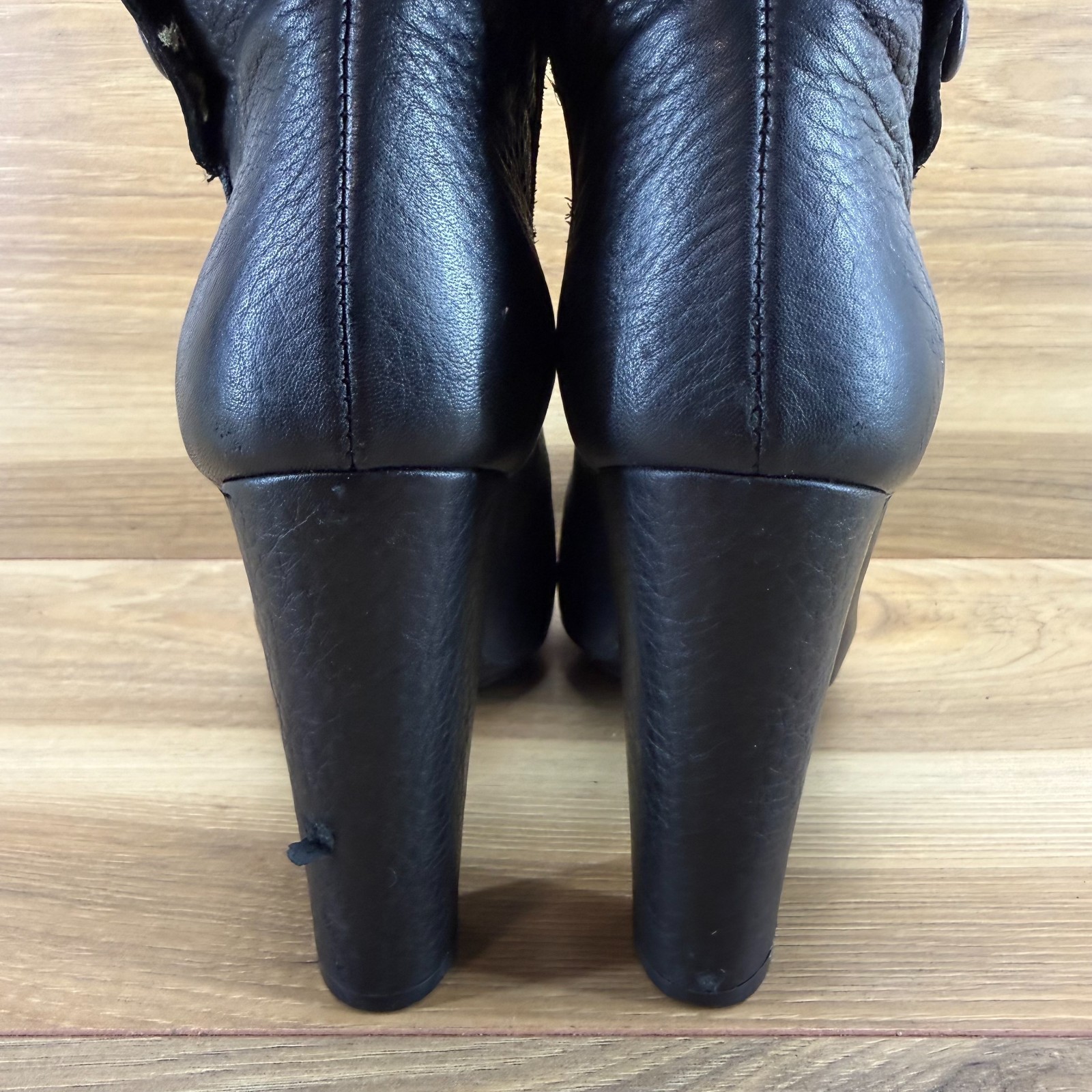 BALENCIAGA Y2K Heeled Tall Boots Womens 6 EU 36 Button Pebble Leather thumbnail 7