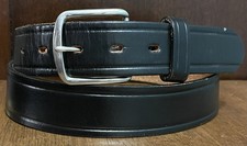 Black Top Grain Cowhide Western Belt Sz36 1-1/8”Wide Made in USA SilverTone Bkl