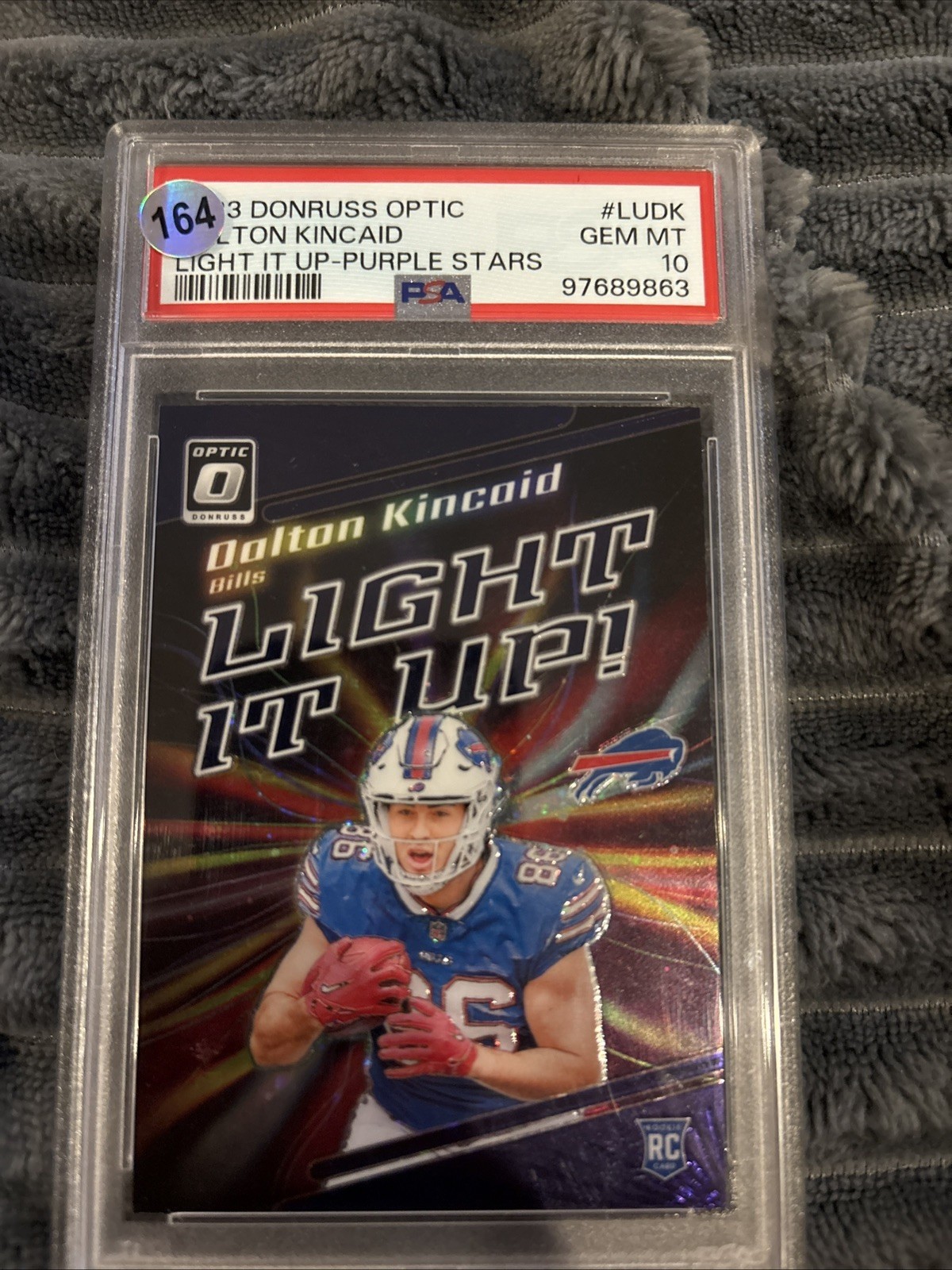 2023 Panini Donruss Optic Light It Up DALTON KINCAID RC PURPLE STARS 22/25 PSA 9