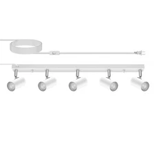 5 Light Track Lighting Kit,White 5 Way Modern Plug in Ceiling Spotlight,Industr