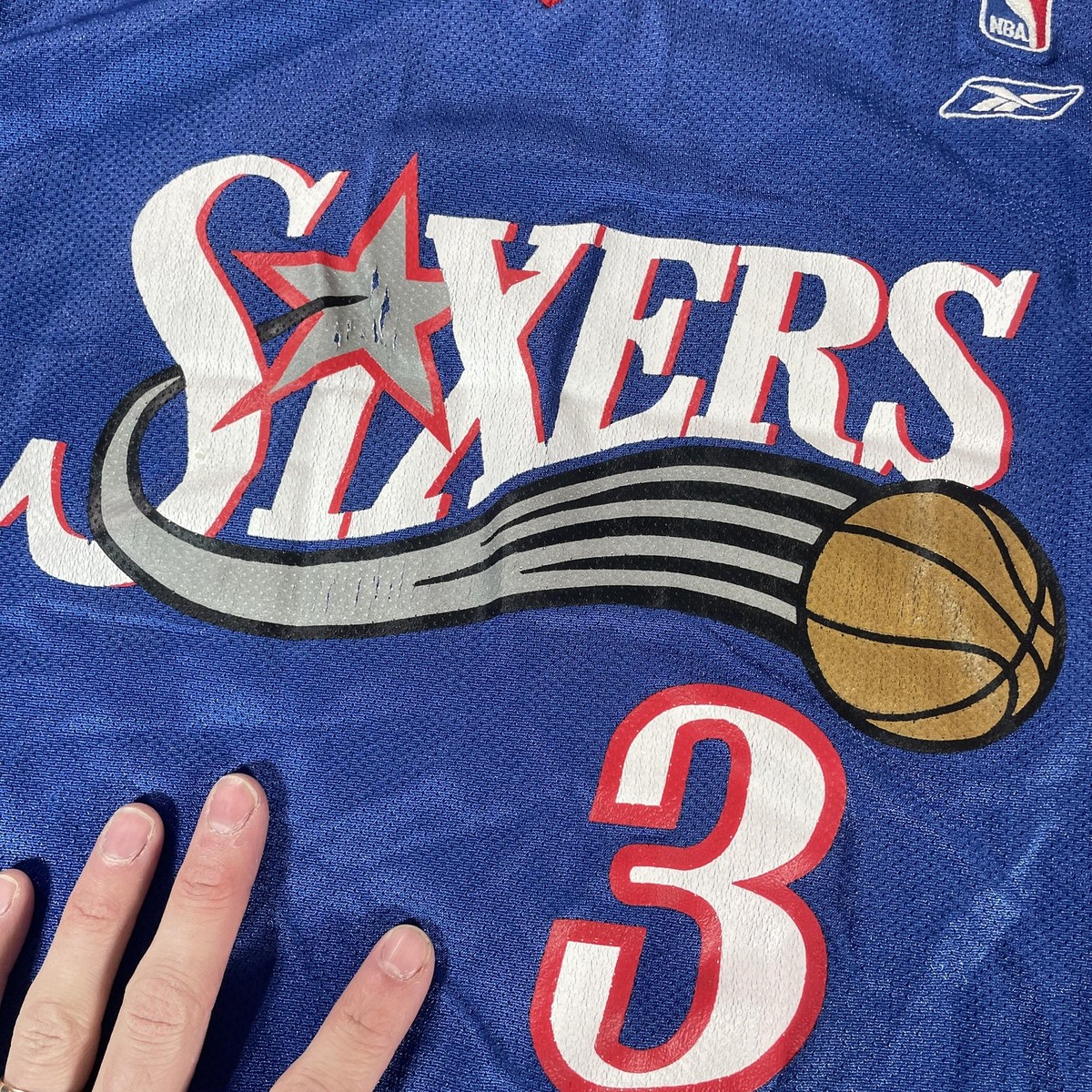 Philadelphia 76ers Allen Iverson Jersey 3 Mens XL Blue NBA