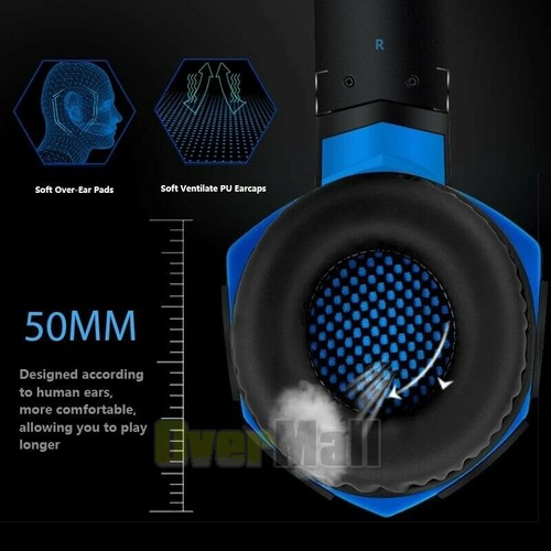 LED Stereo Surround Gaming Headset Adjustable Mic Headphone for PS4/PS5/Xbox One - Picture 9 of 67