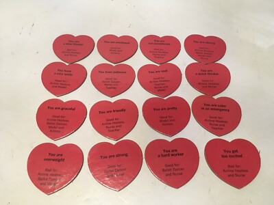 1968 Selchow What Shall I Be Board Game Replacement (16) Heart Personality Cards
