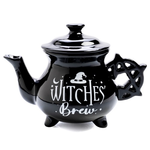 444439 WITCHES BREW CAULDRON 3D CERAMIC TEA POT SET WITH PENTACLE HANDLE - Foto 3 di 5