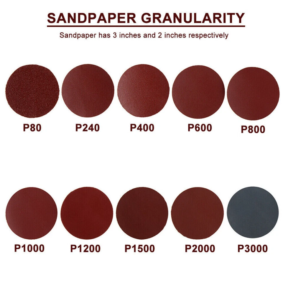 100PCS 3inch 75mm Hook&Loop Sander Sanding Discs Pads 80 to 3000 Grit Sandpapers - Image 4 of 4