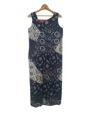 Kim Messier Lagenlook Floral Print Dress Womens Medium? Indigo Blue