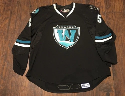 Derek Joslin #25 Worcester Sharks AHL Black 07-08 Game Worn Minor Hockey Jersey