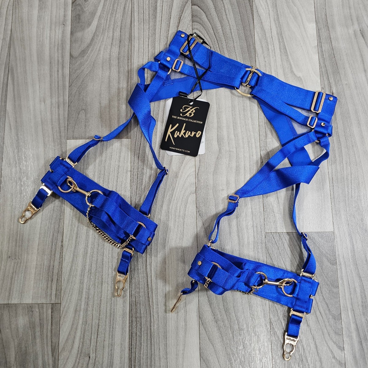 HoneyBirdette KUKUROサスペンダー ベイビーブルー Sガーター Honey Birdette Kukuro Electric Blue Bondage Suspender Garter Belt