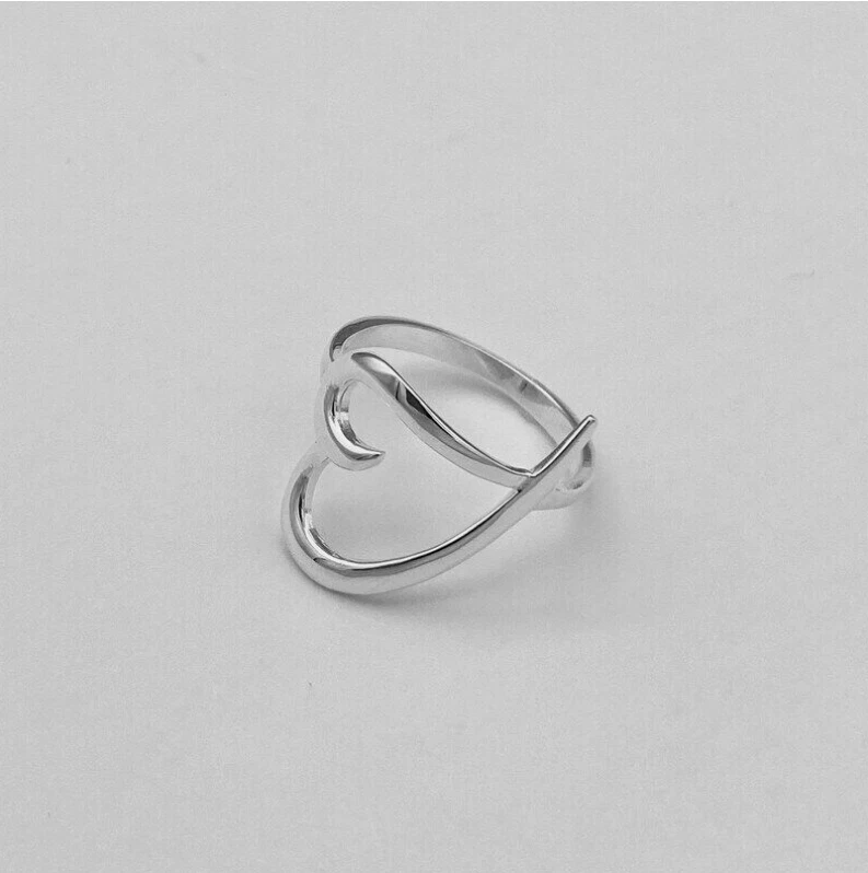 925 Sterling Silver Big Heart Love Thin Silver Ring For Men & Women All Sizes - Image 2 of 4