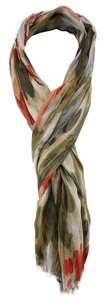 Tigertie Schal In Braun Grau Rot Orange Beige Gemustert - Gr. 180 X 50 Cm-image