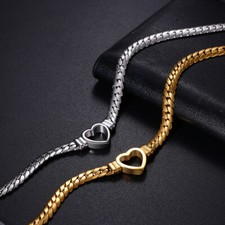16"-18" Stainless Steel Hollow Heart Flat Cuban Chain Choker Necklace for Women