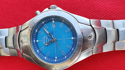 Bulova Blue Dial Silver Band Watch with Harley Davidson Logo Bulova Harley-Davidson Stainless Steel Strap Analog  main image 4