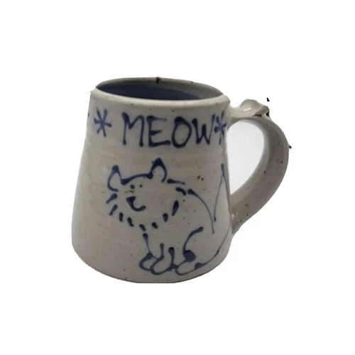Studio Art Pottery 3D Cat Coffee Mug Cup Kitten Figurine Inside Signed by Artist