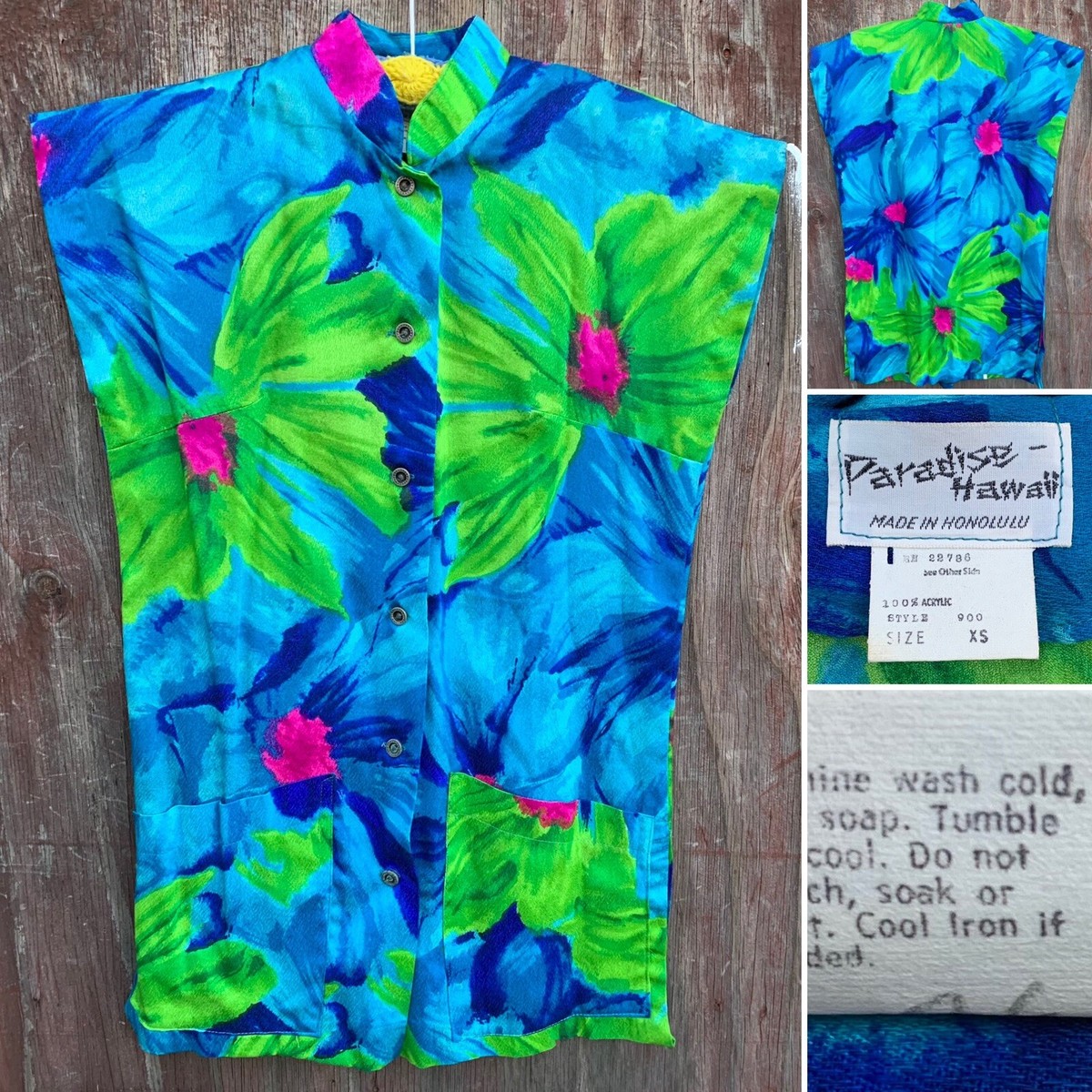 バッグ u Vintage Paradise Hawaii Made In Honolulu Hawaiian Blouse Top Tiki