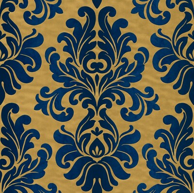 Rasch Vliestapete En Suite, 546125, Damast, Barock, blau-violett mit grüngold