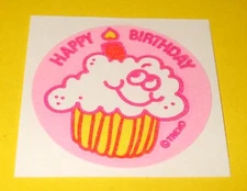 VTG 80s TREND Scratch & Sniff WHIPPED CREAM Scent MATTE Cupcake Sticker BIRTHDAY