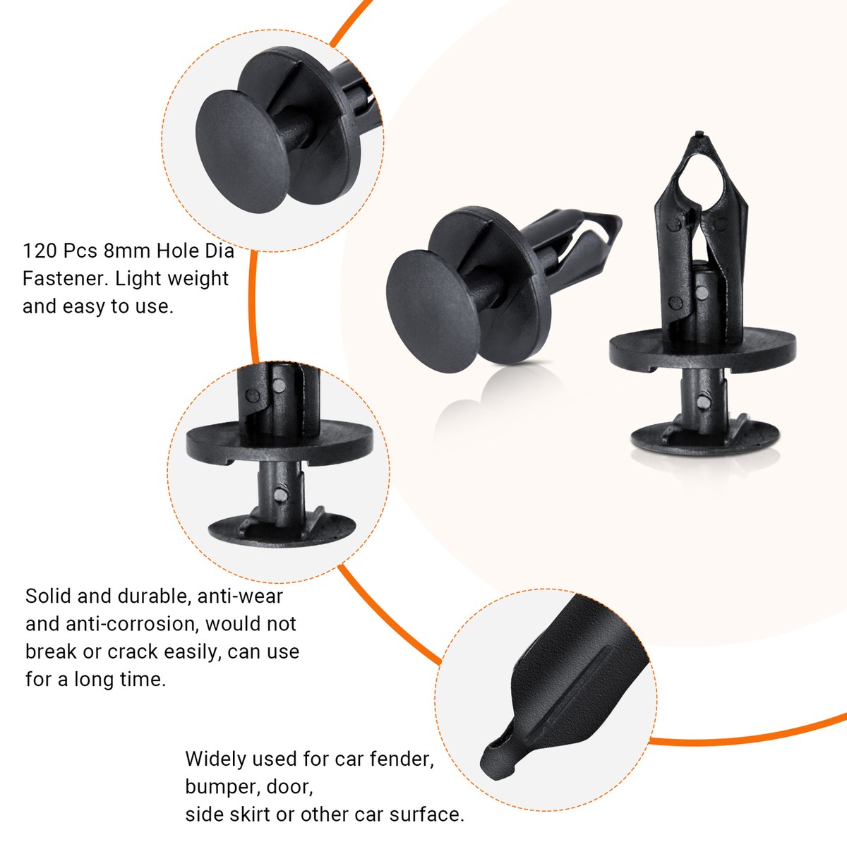 925pcs Auto Fastener Clip Kit Fender Rivet Clips Auto Body Push Retainer Pin Rivet Bumper Door Trim Panel Retainer Repair – Buy The Best Products In The Online Store - Foto 4
