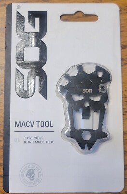 SOG MacV 12 In 1 Black Steel Tool Wrench Screwdrivers Pry Bar Bottle Opener