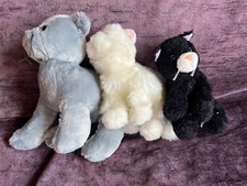 Lot of Ganz Solid Gray Webkinz White  Mary Meyer Black Plush Kitty Cat Stuffed