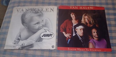 2 - 45 RPM Lot Record VAN HALEN David Lee Roth JUMP/Finish What Ya Started HAGAR