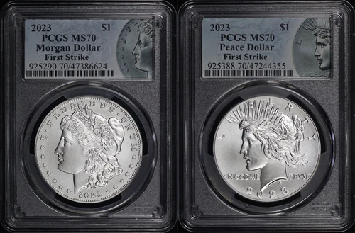 2023 Morgan Dollar & Peace Dollar 2 Coin Set PCGS MS-70 First Strike